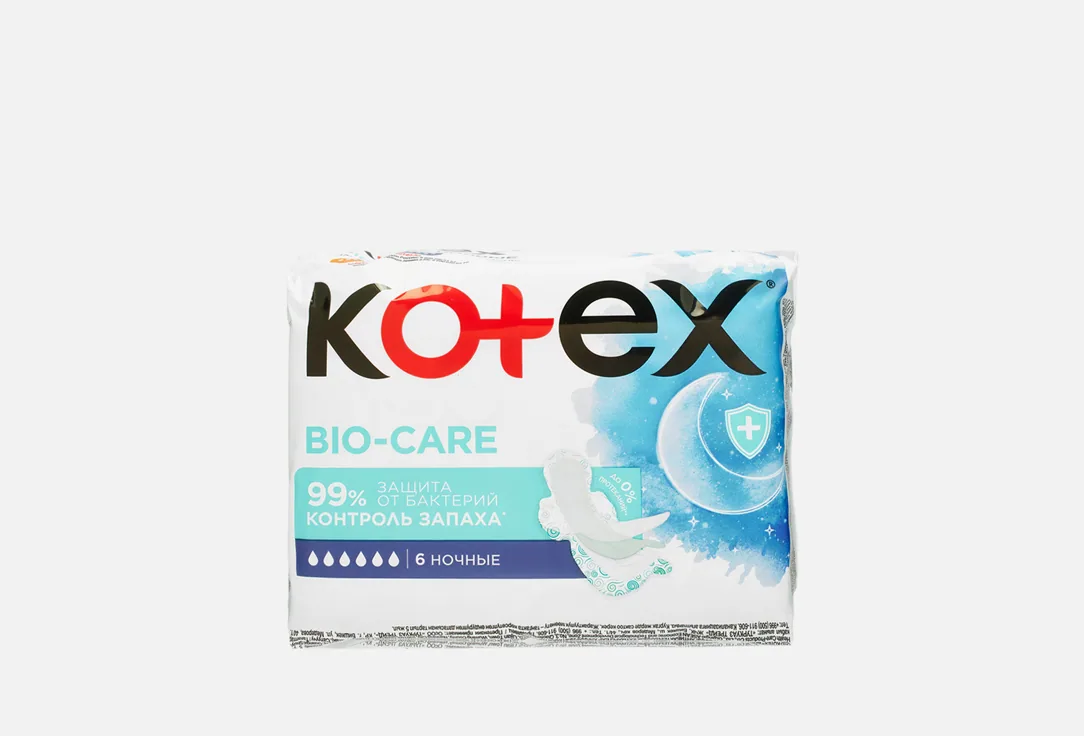 Котекс Прокладки контроль запаха ночные Bio-care 6шт.