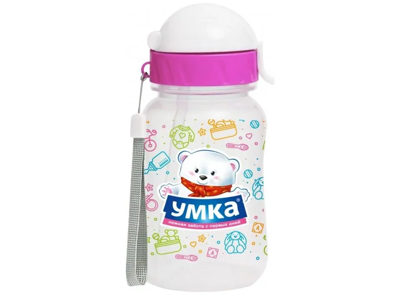 Умка Поильник детский с трубочкой.УМКА.6+ 270гр. розовый.