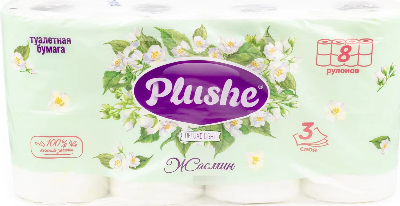 Plushe ТБ PLUSHE de luхe light жасмин 3 слоя/8рулонов в упаковке