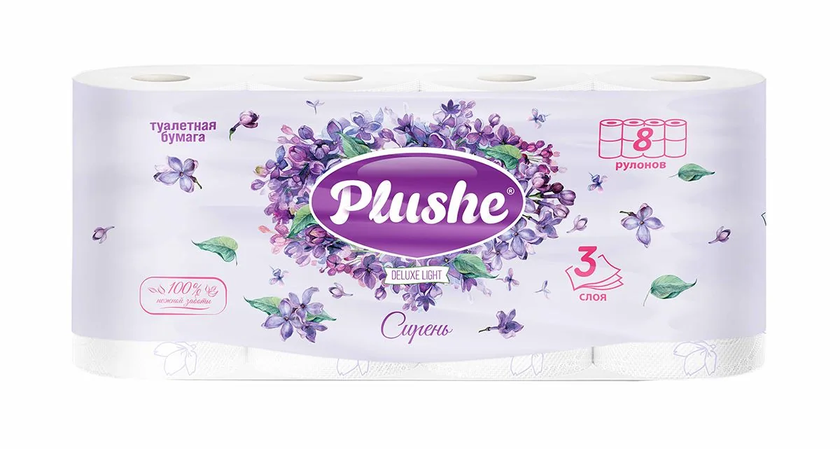 ТБ PLUSHE de luхе light сирень 3слоя/8 рулонов