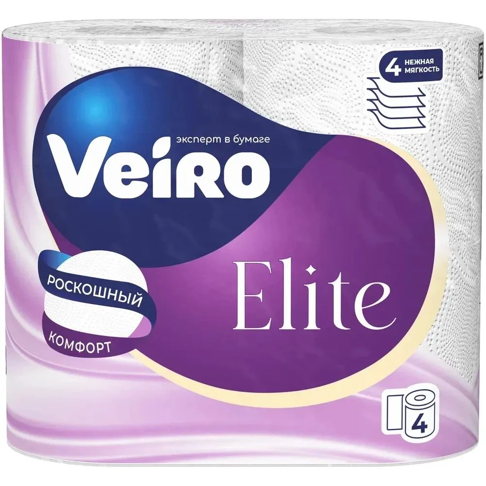 Veiro Бумага туалетная Veiro Elite Extra белый 4слоя 4рулона