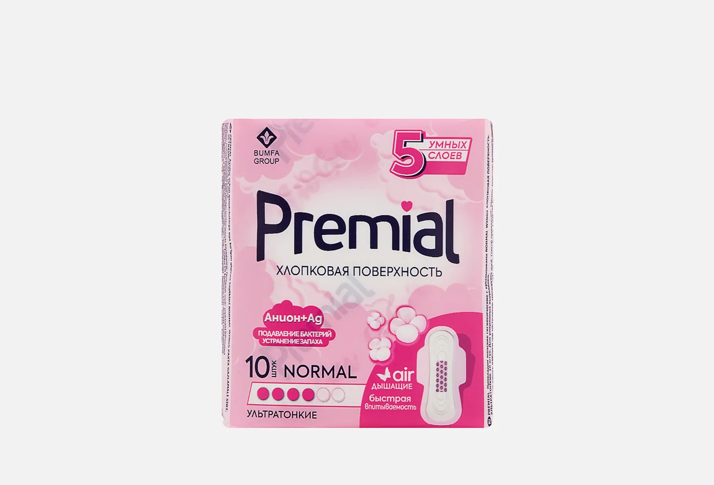 Premial Прокладки гигиенич. с крылышками Normal Wings Хлопковая повехность 10 шт