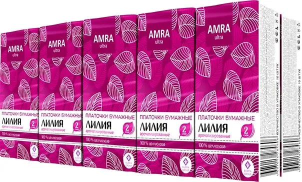 AMRA Платочки бумажные Лилия 10шт