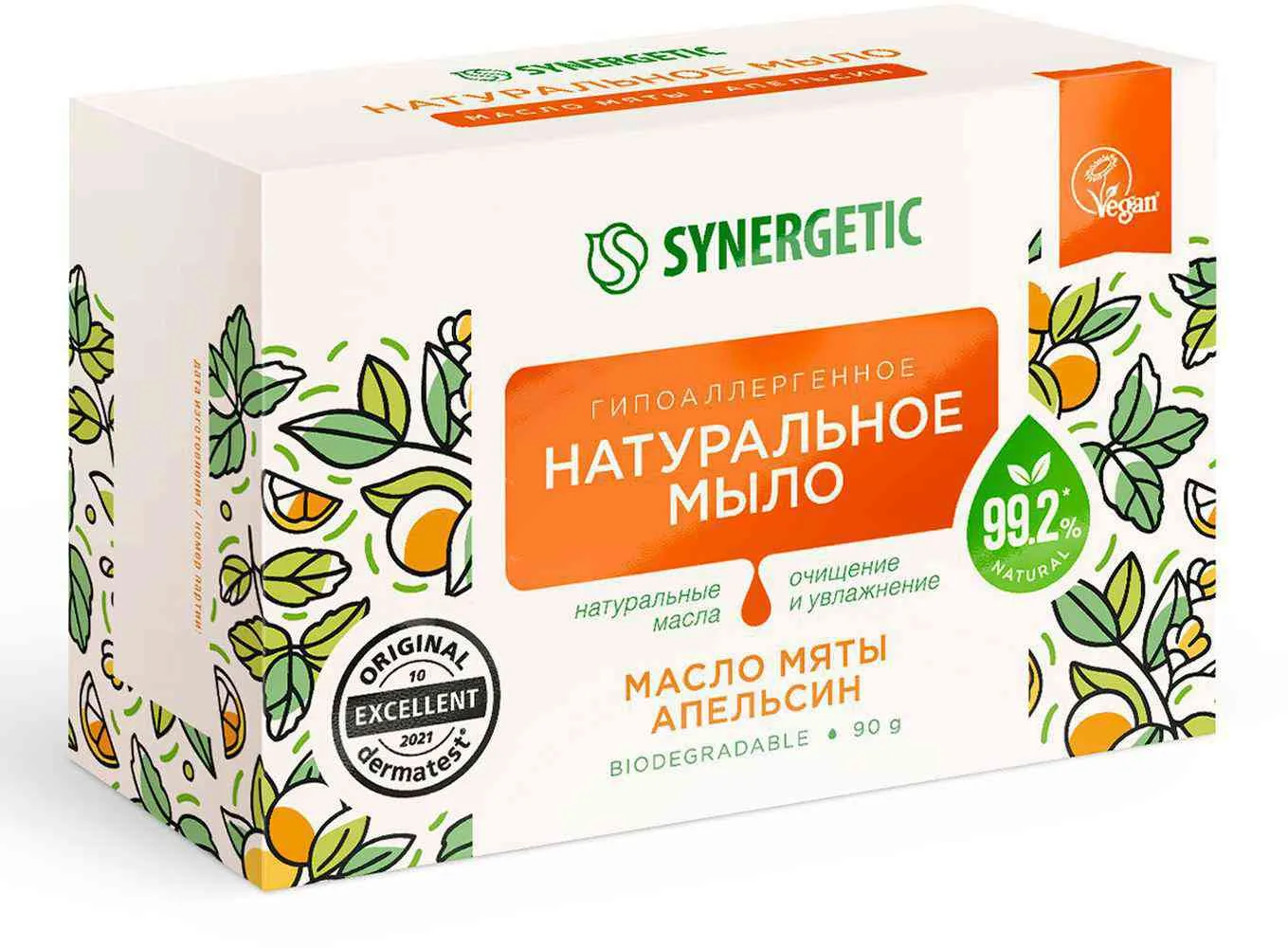 Synergetic Натуральное мыло масло мяты и апельсин