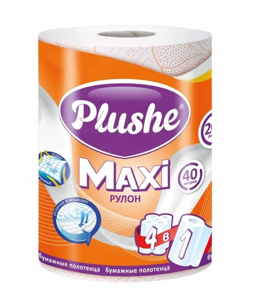 Plushe Макси бумажное полотенце рулон 40м / 200л.
