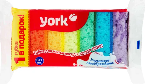 Губка для мытья посуды колор Люкс 6+1
