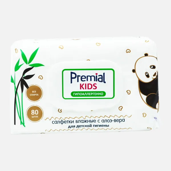 Premial Салфетки влажные Premial BABY 80 шт /панда