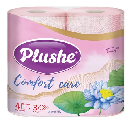 Plushe Туал.бумага PLUSHE Comfort Care 4рул.3сл Водяная лилия