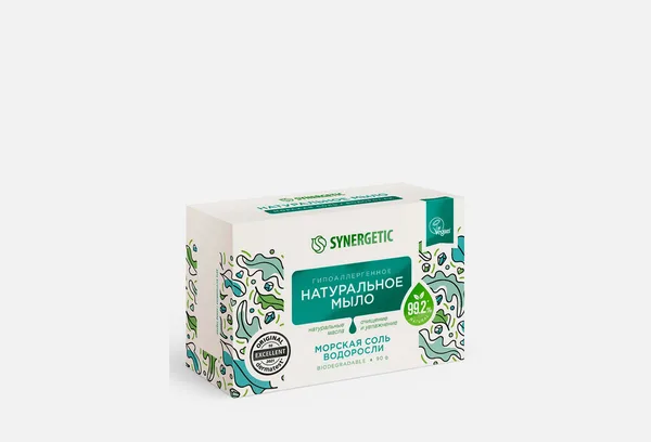 Synergetic Натуральное мыло Морская соль и водоросль 90гр.