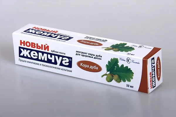Новый жемчуг Зубная паста Кора дуба 50мл.