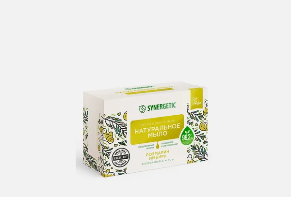 Synergetic Натуральное мыло Розмарин и имбирь 90гр