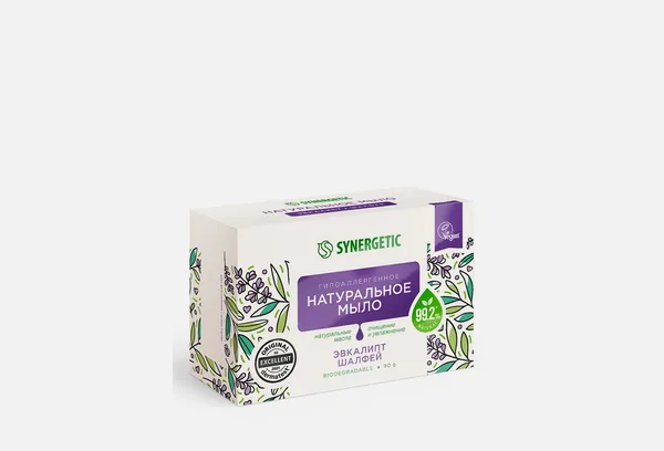 Synergetic Натуральное мыло Шалфей и эвкалипт 90гр