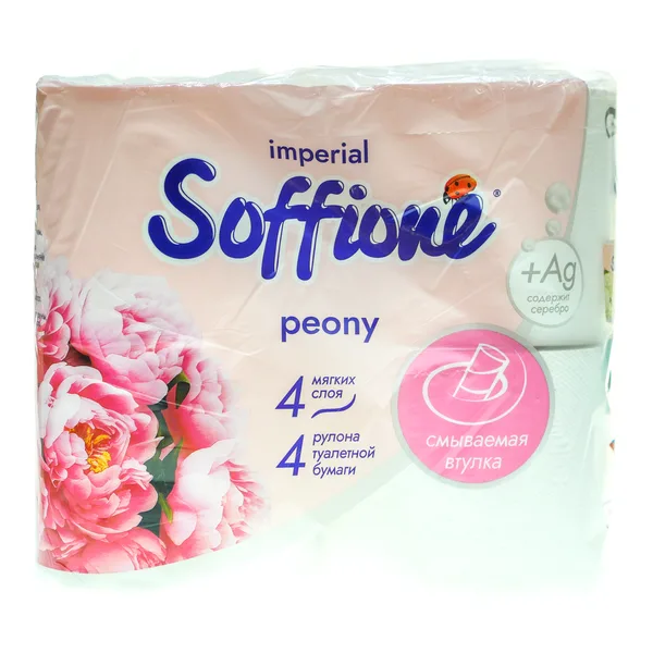 Soffione Туалетная бумага Soffione peony / 4слоя 4 рулона