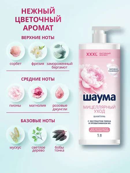 Шаума Шампунь 1л. Мицеллярный уход