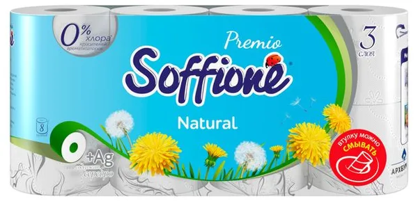 Soffione Туалет.бумага.Soffione Premio Одуванчики 3сл.8рулонов