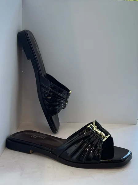 Saint Laurent Шлепки женские Saint Laurent со складками